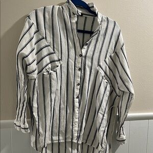 Topshop Black and White Striped Blouse